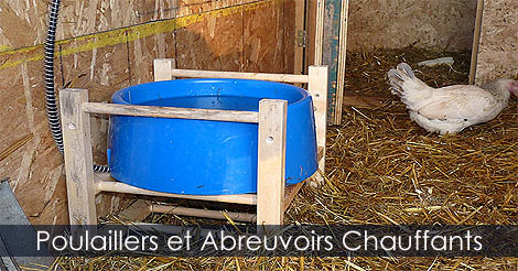 Abreuvoirs chauffants pour animaux - Achat abreuvoir chauffant poulailler - Abreuvoir chauffant pour oiseaux - Abreuver les poules en hiver